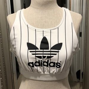 adidas Intimates & Sleepwear - BLACK & WHITE PINSTRIPED ADIDAS SPORTS BRA/TOP adidas Intimates & Sleepwear - BLACK & WHITE PINSTRIPED ADIDAS SPORTS BRA/TOP